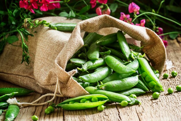 Green peas selective focus