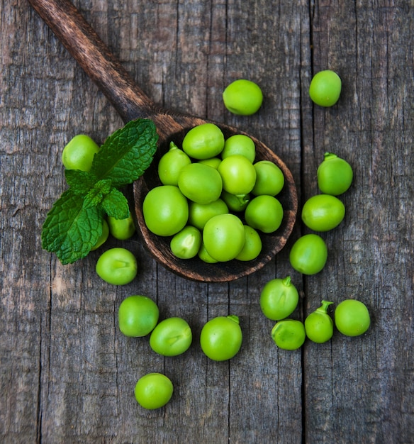 Green peas on a table