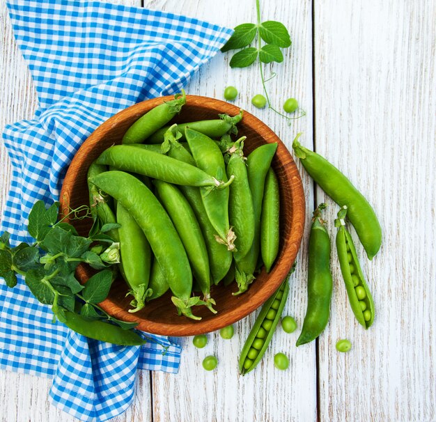 Green peas on a table