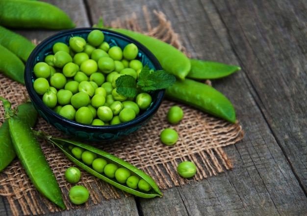 Green peas on a table