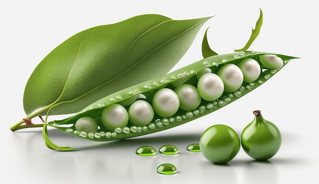 Green Peas vector illustration white background image Ai generated art