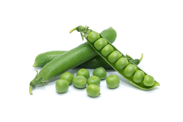 Green peas vegetable bean isolated on white