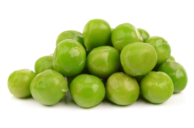 Green peas on a white background