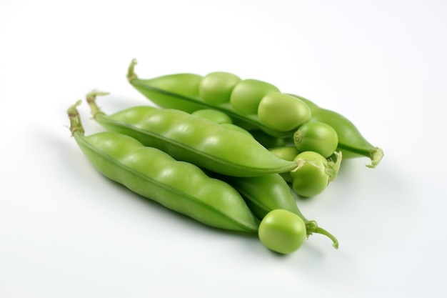 Green peas on a white background