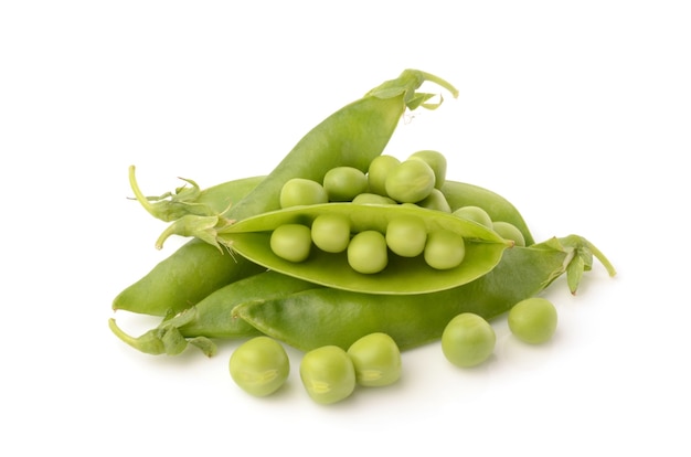 Green peas on white