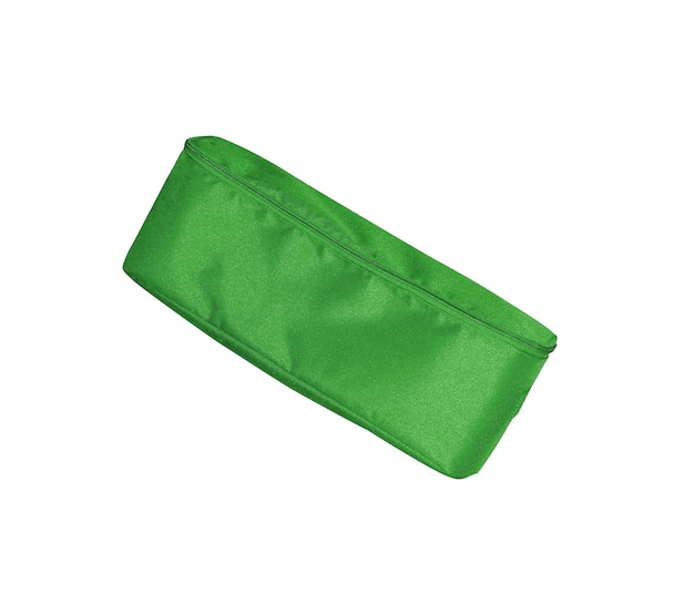 Green pencilcase on white background