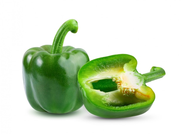 Photo green pepper full depth of field on white