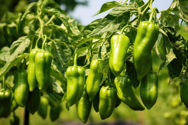 Green pepper growing in the garden