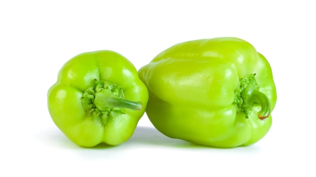 Green pepper isolated on white, fresh vegetable