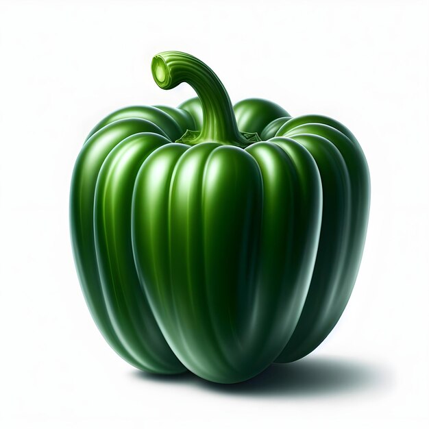 Фото Зеленый перец или капсикум, выделенный на белом фоне
