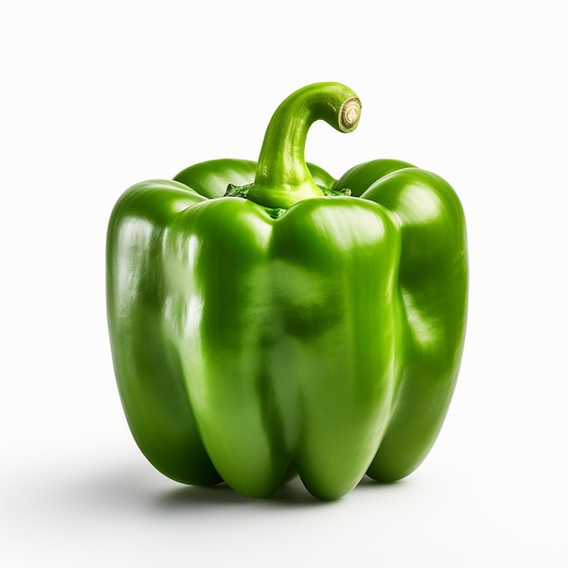 Green pepper on white background