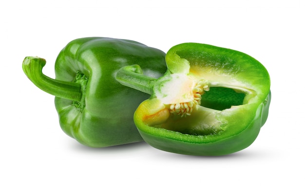 Green pepper on white