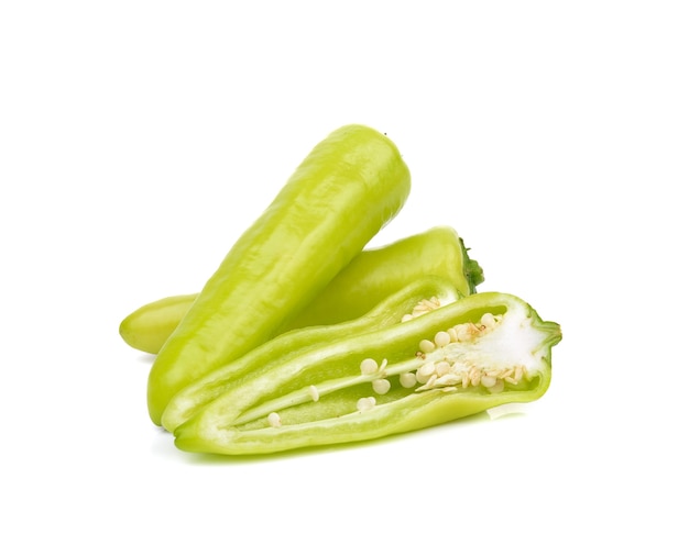 Green pepper on white