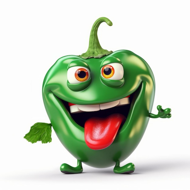 a green pepper with a smiling face
