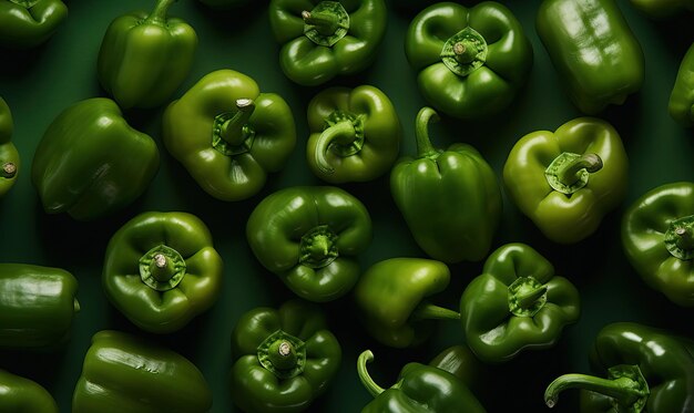 Green peppers on a dark background Generative AI