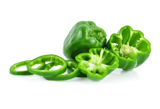 Green peppers isolated on white background