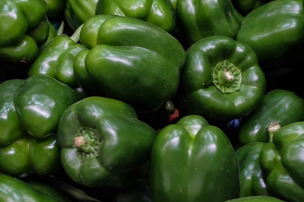 Green peppers on the street market Panaji Goa India