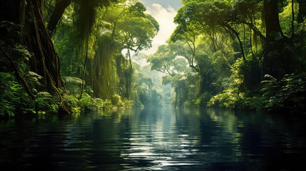 green peruvian amazon lush illustration tropical environment beautiful background travel jungle green peruvian amazon lush