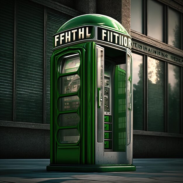 Photo a green phone booth with the word  f  on it