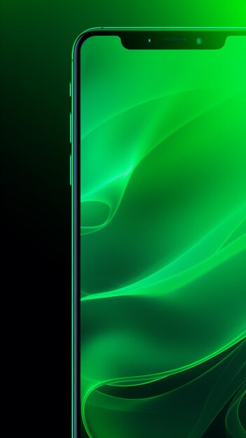 A green phone with the word samsung on the screen.