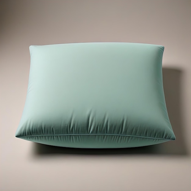 灰色の背景の緑の枕 寝室のインテリアデザインのベッドの枕