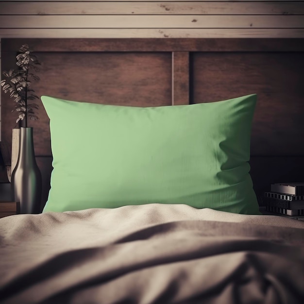 Green pillow on the sofa