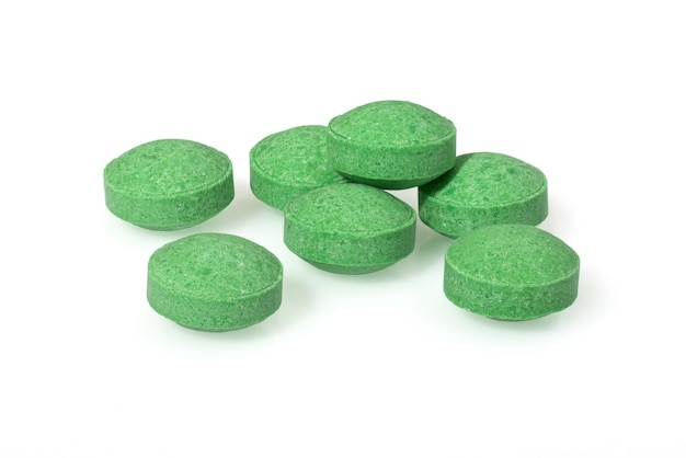 Green pills closeup macro photography