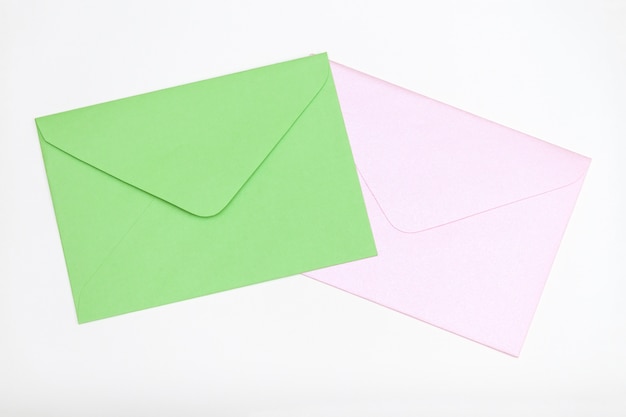 Photo green and pink envelopes