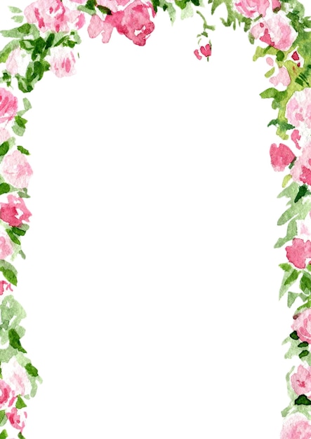 녹색 핑크 꽃 일러스트 된 수채화 배경 A4 문서 1