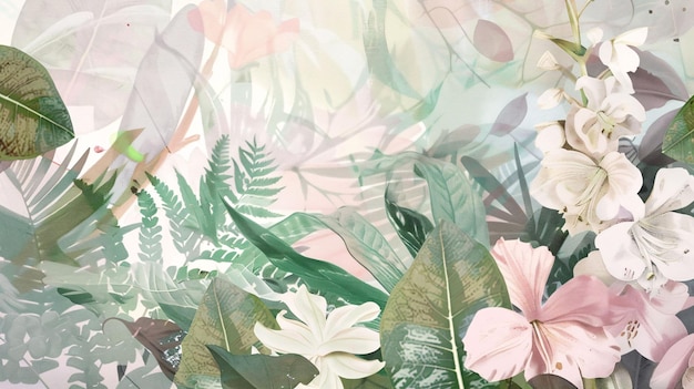 a green and pink flower is shown with the leaves on the left