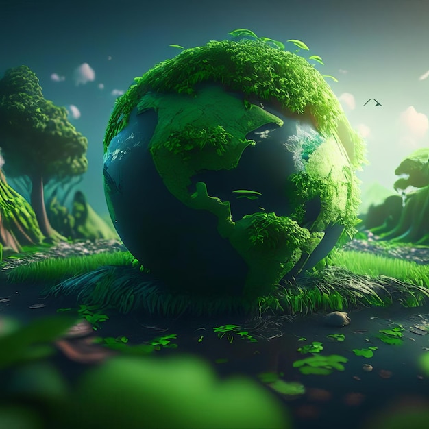 Green planet earth AI generated