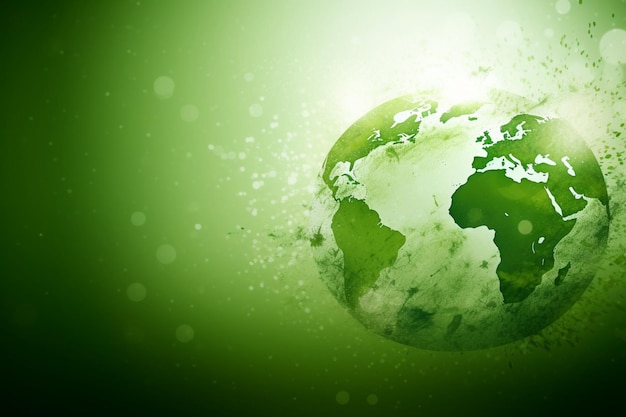 Green planet earth with a green background