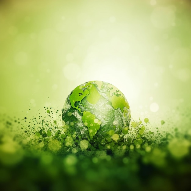 Green planet on a green background