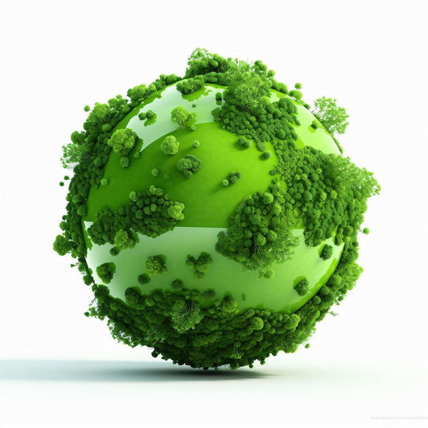 Green planet isolated on white background