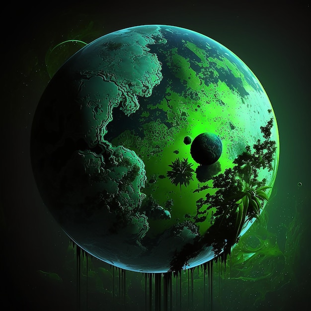 Green planet in space