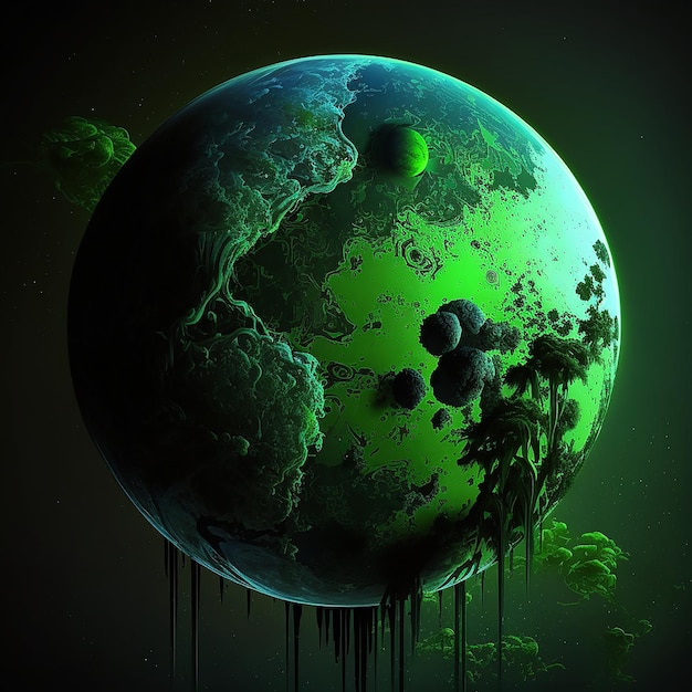 Green planet in space