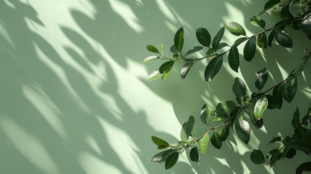 Green Plant Casting Shadow on Wall