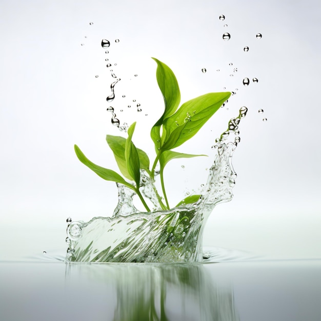 Photo a green plant growing in water