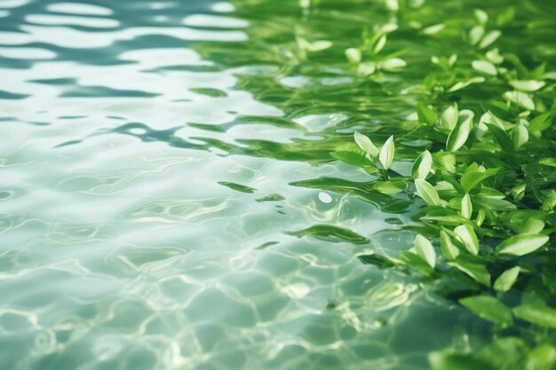 Photo a green plant is floating in the water