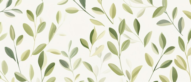 녹색 식물과 잎 패턴 연필 손으로 그린