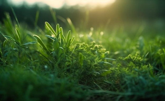 草の開けた場所にある緑の植物