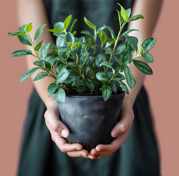 Photo green plant pot isolated on white background