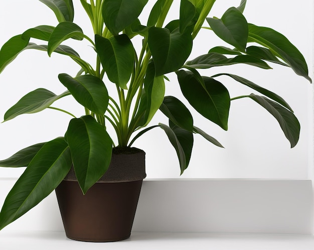 green plant in a pot on a white background