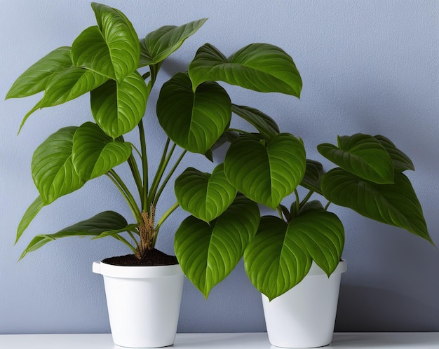 白い背景の上の鍋に緑の植物