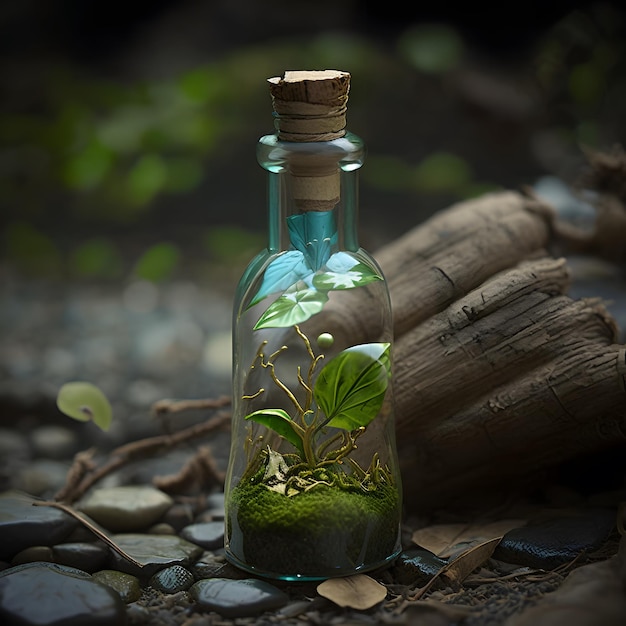 Green plant potion vial