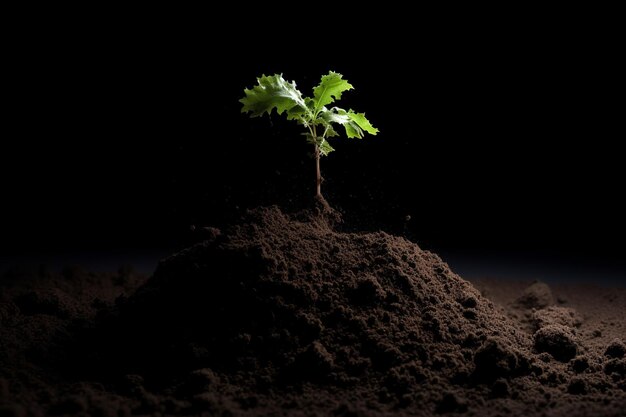 Green plant sprouts in soil symbolizing growth and life Generative AI