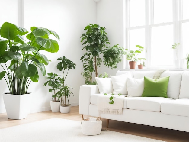 green plant in white living room with free space