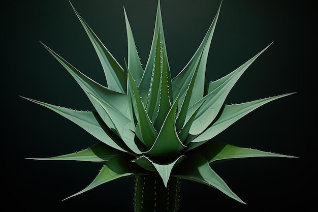 Foto una pianta verde con uno sfondo nero con una foglia verde.