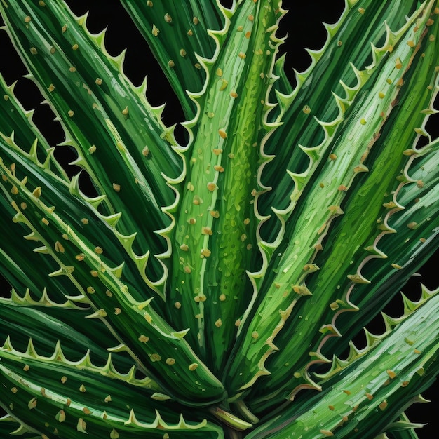 A green plant with a black background with a green plant in the middle.