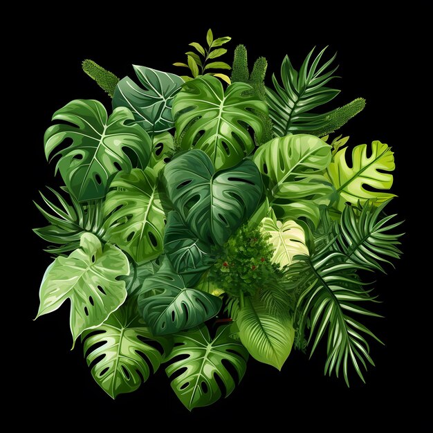 a green plant with green leaves and a black background